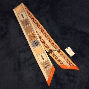 Elegant Twill Orange and Tan Patterned Scarf